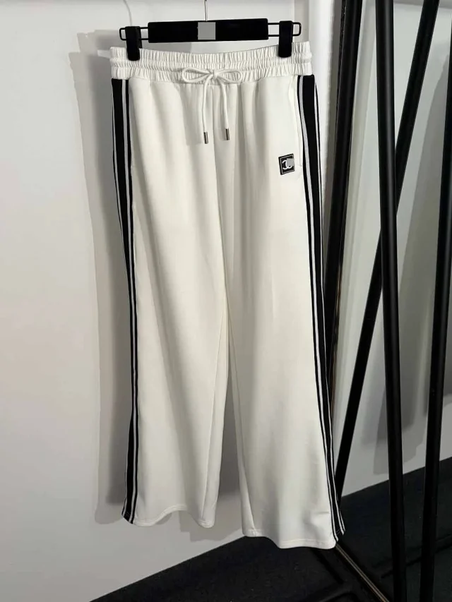 Chanel Tracksuits Short-sleeve zip-up track jacket and straight-leg trousers with contrast stripes product detail image 5