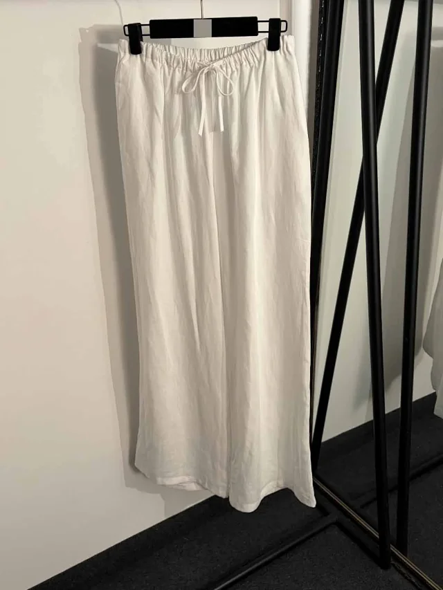 Unbranded Matching Sets Button-Up Shirt and Drawstring Trousers Set with Floral Cutwork Hem product detail image 5