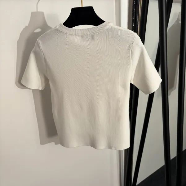 Chanel Knit Top with Pearl Embellishments White Sweater - 4