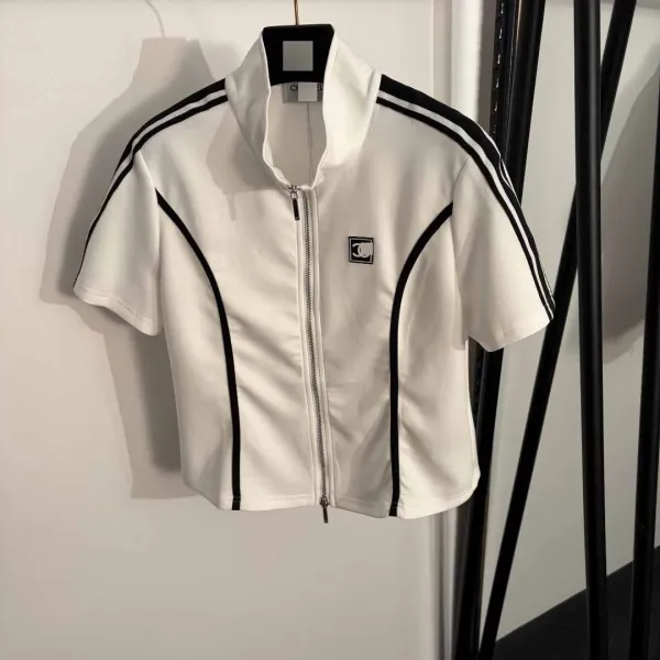 Design Short-Sleeve Track Jacket and Sweatpants Set Black with White Stripes Tracksuit - 5