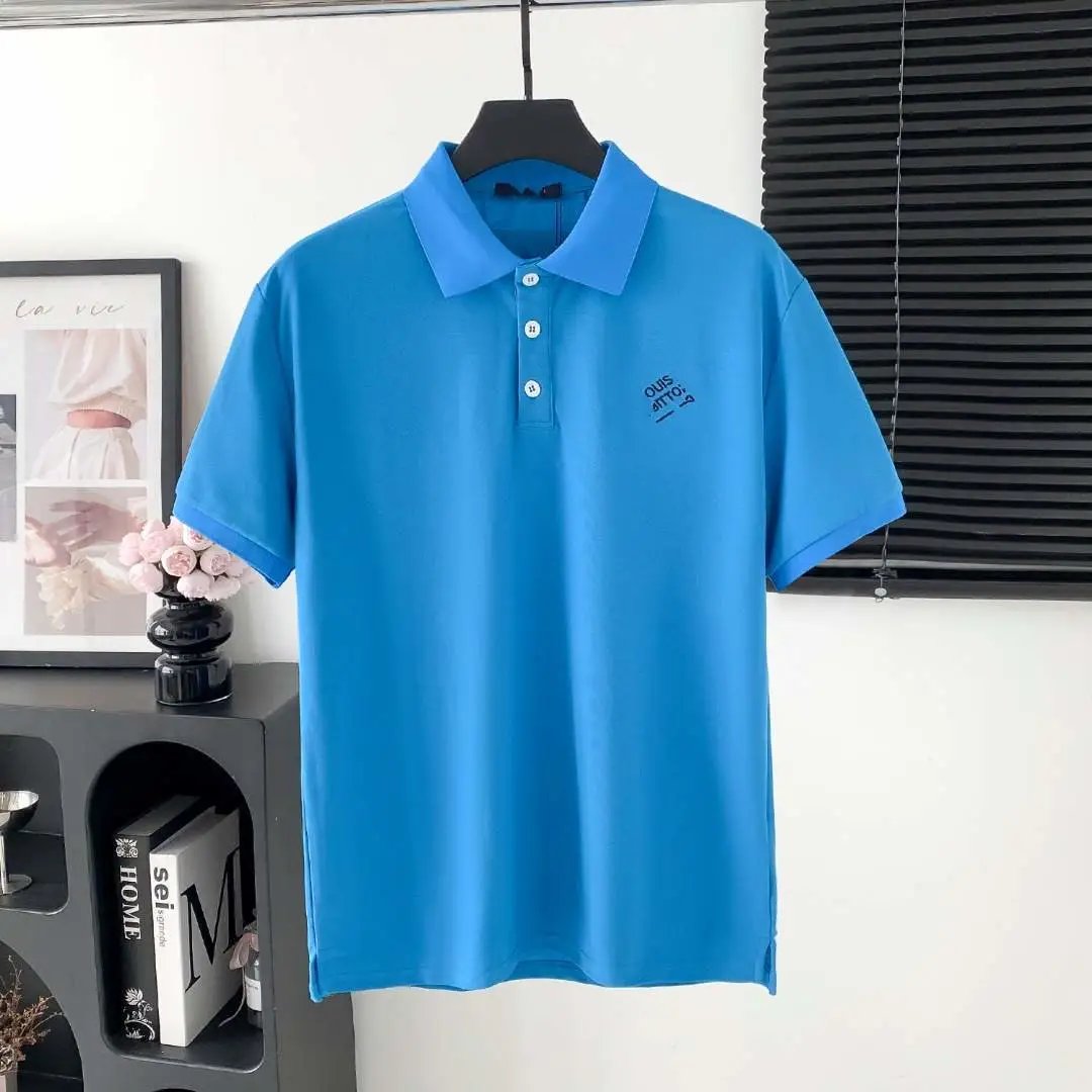Prada Shirts Short-Sleeve Polo Shirt with Chest Triangle Logo — 03 Donkey Home Chest Classic Letter Pin Embroidery
