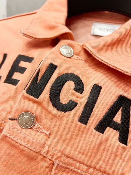 Balenciaga Logo Denim Jacket Peach - 10