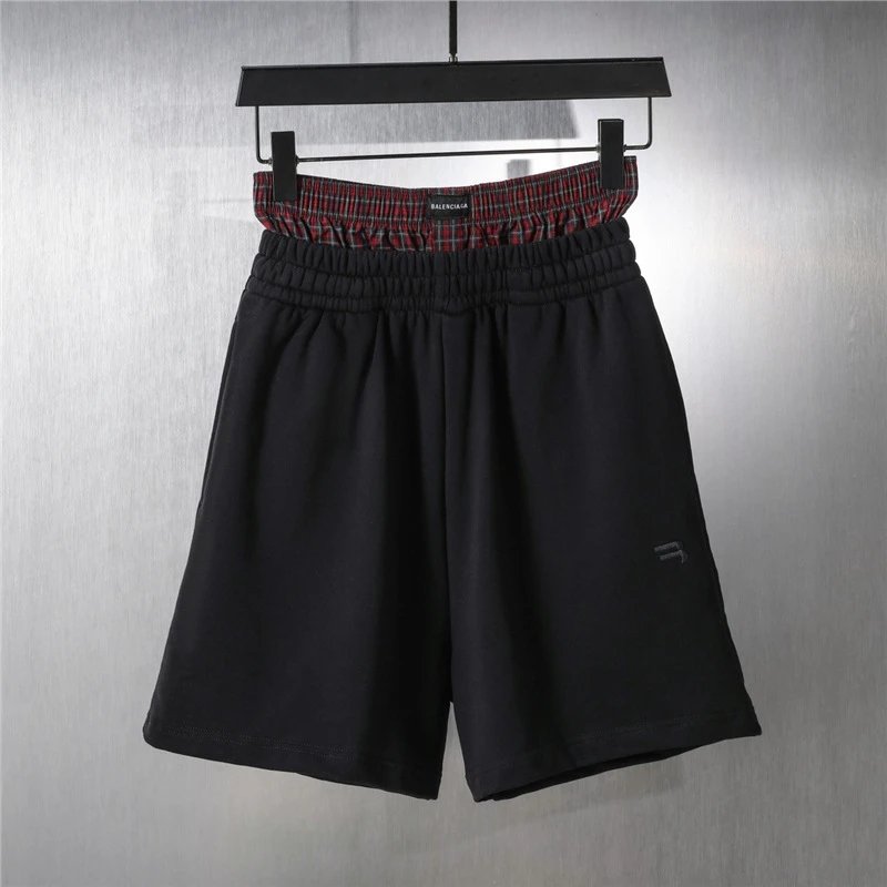 Balenciaga Shorts Layered elastic-waist with plaid waistband image 2