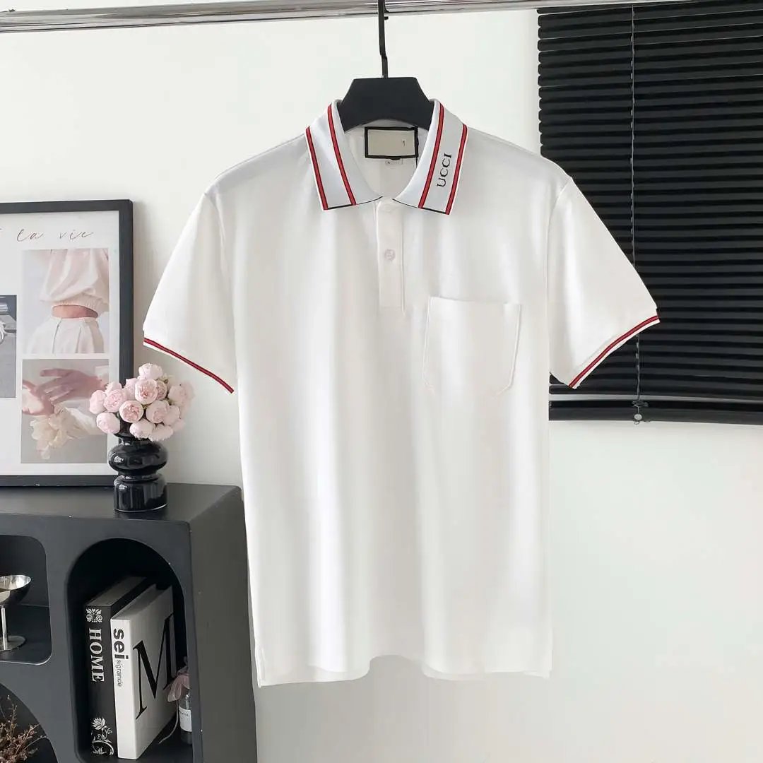Prada Shirts Short-Sleeve Polo Shirt with Chest Triangle Logo — 27 G Home Pocket Collar Micro Jacquard