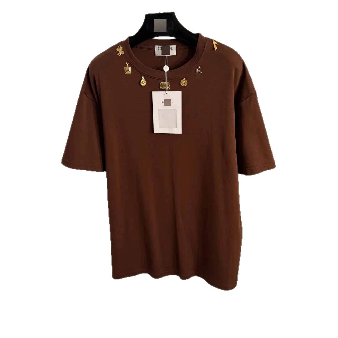 Unbranded T-Shirts Crew Neck T-Shirt with Decorative Metal Charms image 5