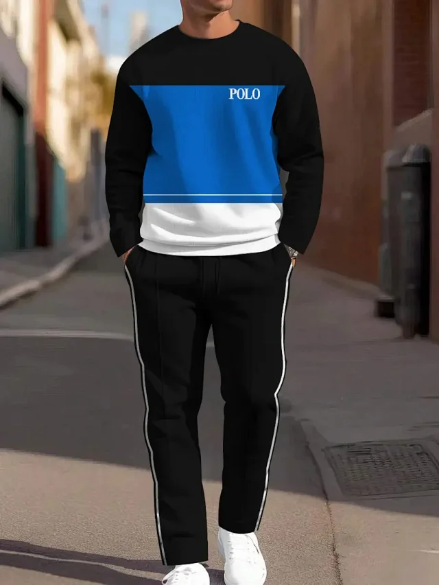 Unbranded Tracksuits Crewneck sweatshirt and striped trousers set product detail image 17