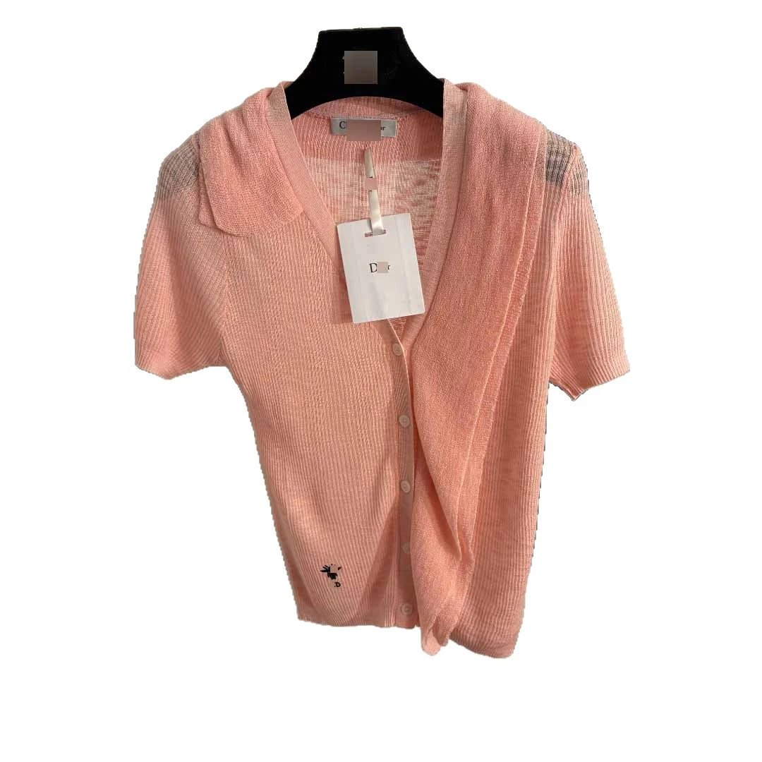 Unbranded Knitwear Short-Sleeve Button-Front Knit Cardigan with Sailor Collar image 5