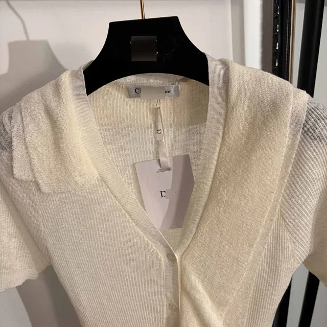 Unbranded Knitwear Short-Sleeve Button-Front Knit Cardigan with Sailor Collar product detail image 4