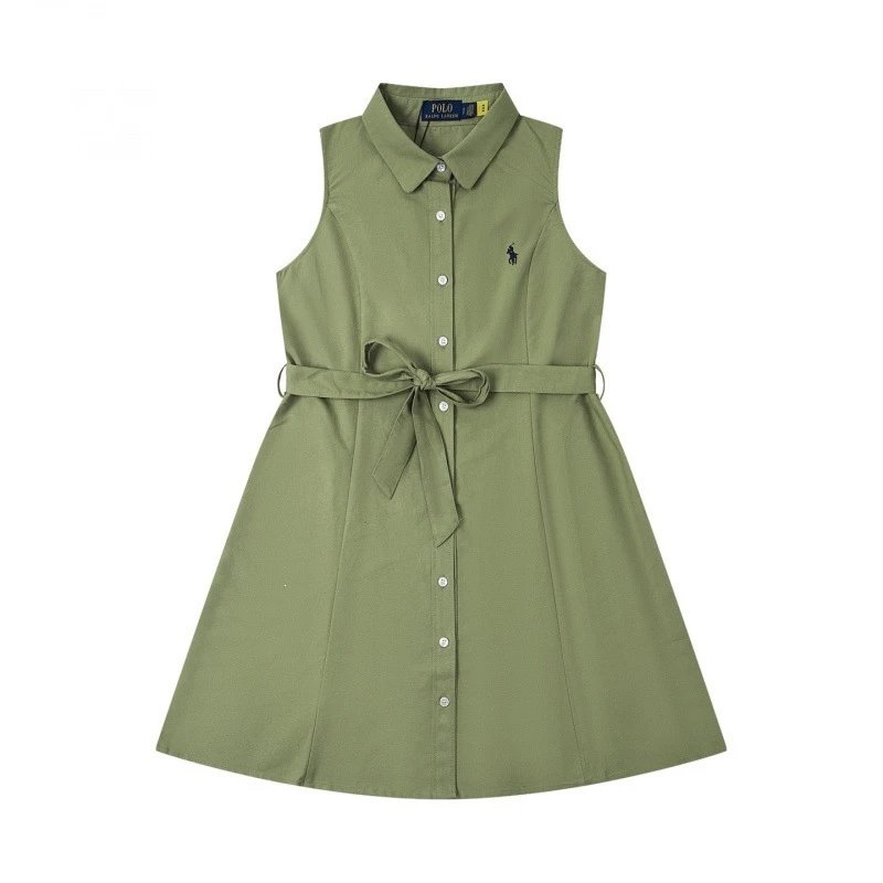 Polo Ralph Lauren Dresses Sleeveless collared button-front belted dress — army green