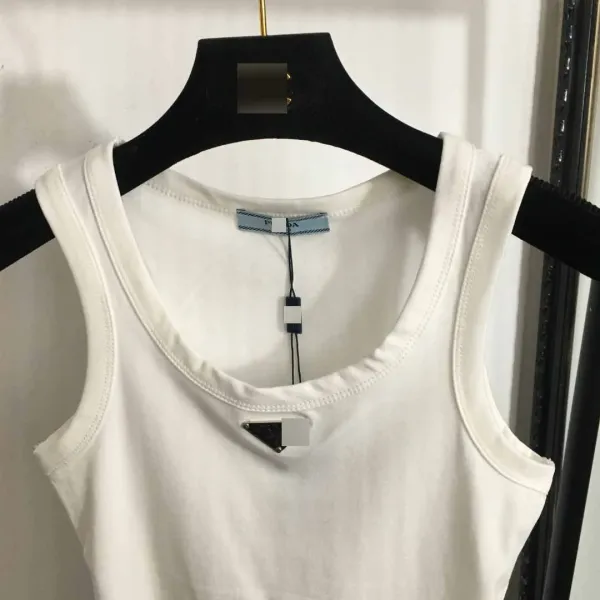 Prada Logo-Tag Crop Tank Top Brown Vest Top - 6