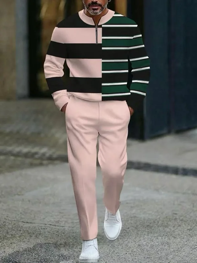 Unbranded Matching Sets Men's Quarter-Zip Colorblock Set product detail image 22