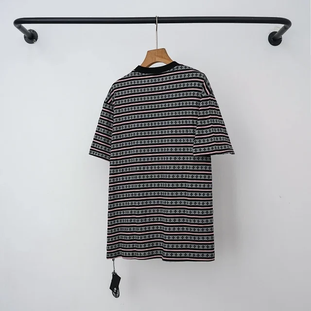 Chrome Hearts T-Shirts Striped short-sleeve T-shirt with cross motif product detail image 4
