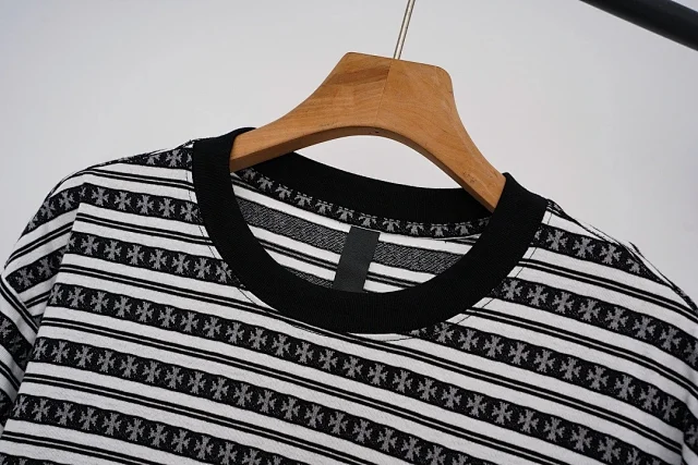Chrome Hearts T-Shirts Striped short-sleeve T-shirt with cross motif product detail image 9
