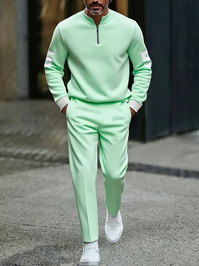 Unbranded Matching Sets Men's Quarter-Zip Colorblock Set product detail image 30