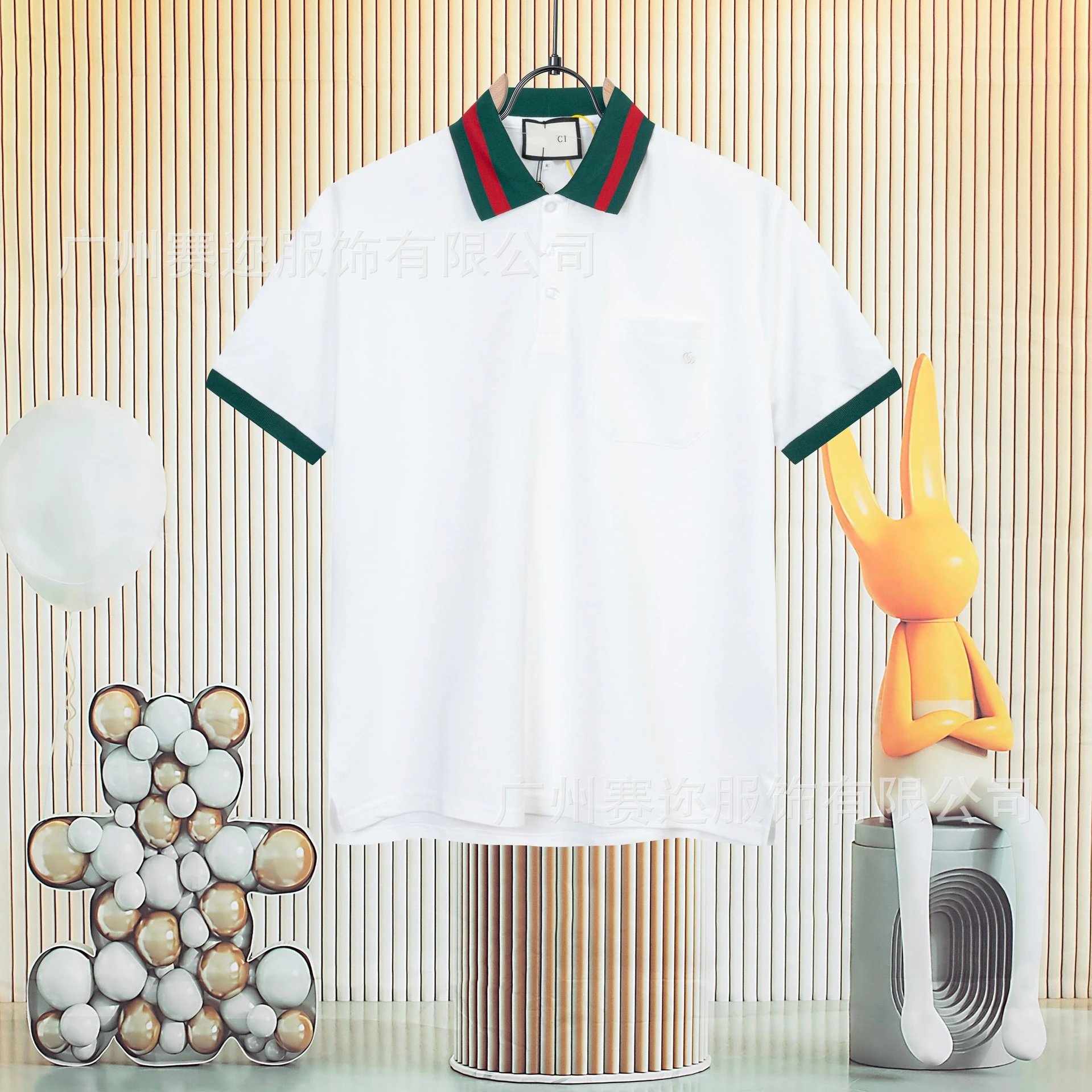 Unbranded Shirts Short-Sleeve Polo Shirt with Contrast Trim and Chest Pocket — G 815 white