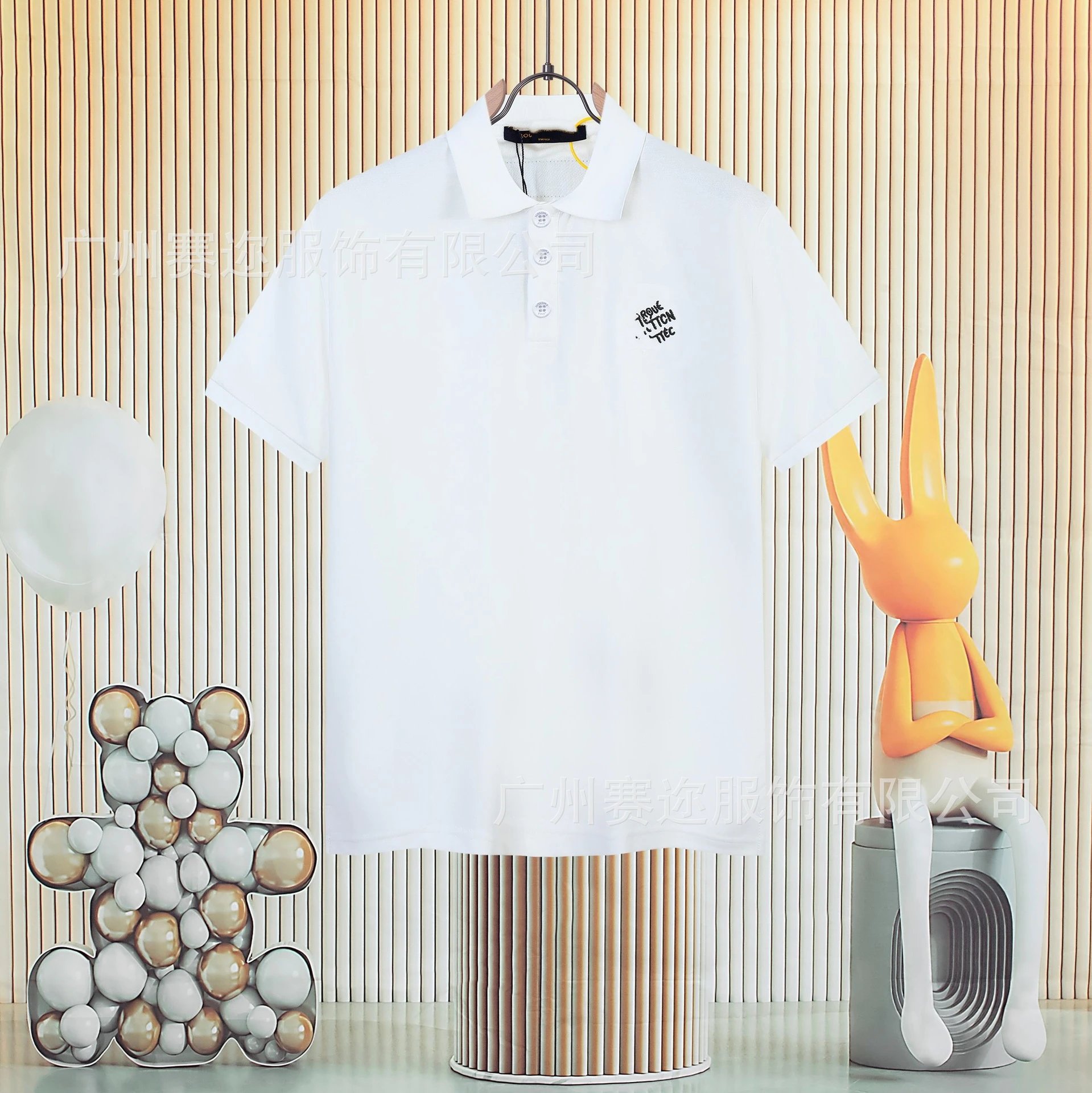 Unbranded Shirts Short-Sleeve Polo Shirt with Contrast Trim and Chest Pocket — L024 WHITE