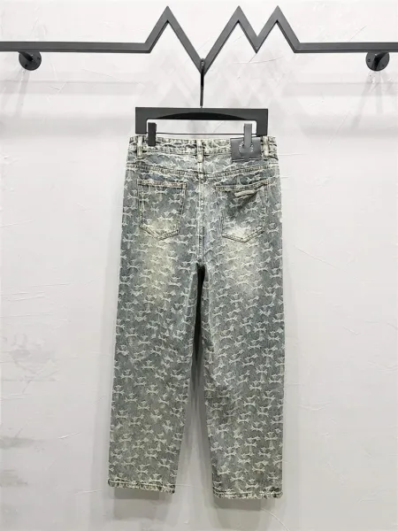 Design Snowflake Patchwork Wide-Leg Jeans Blue - 18