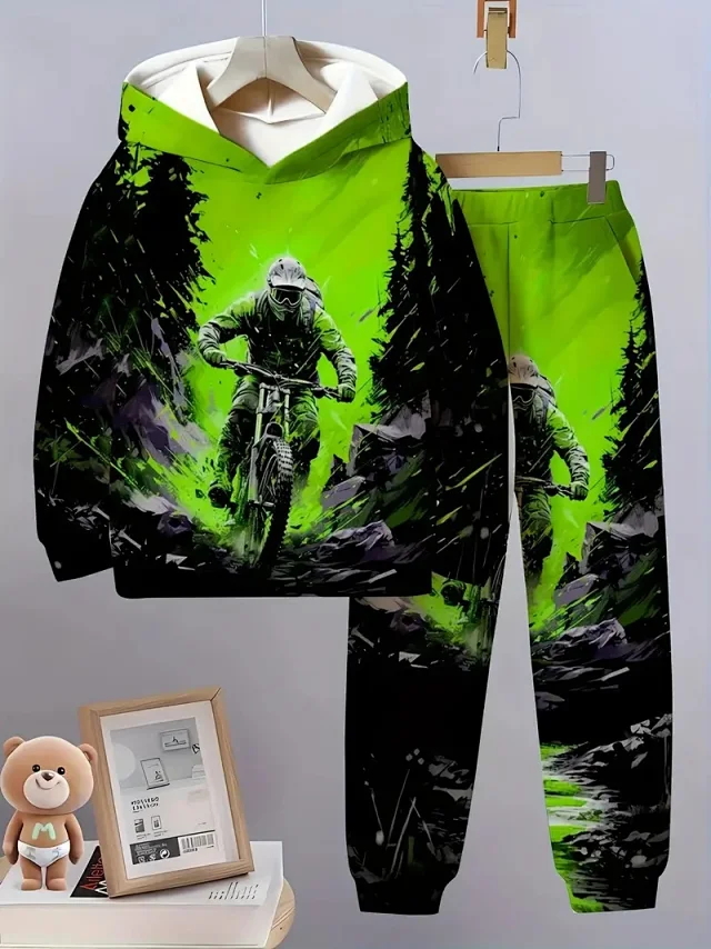 Unbranded Tracksuits Children's hooded graphic sweatshirt and jogger set product detail image 6