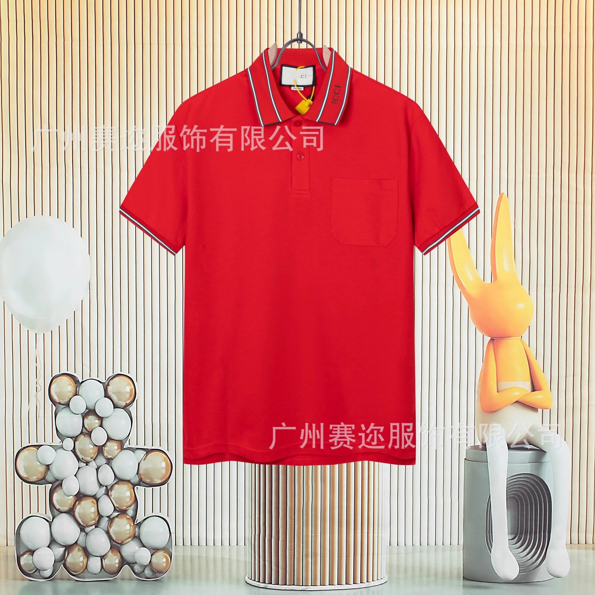 Unbranded Shirts Short-Sleeve Polo Shirt with Contrast Trim and Chest Pocket — G 812 Red