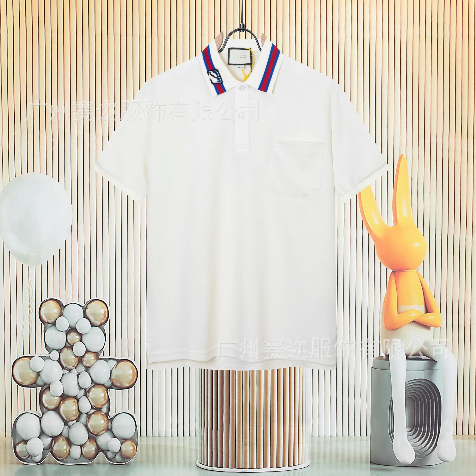 Unbranded Shirts Short-Sleeve Polo Shirt with Contrast Trim and Chest Pocket — G 813 Off-white