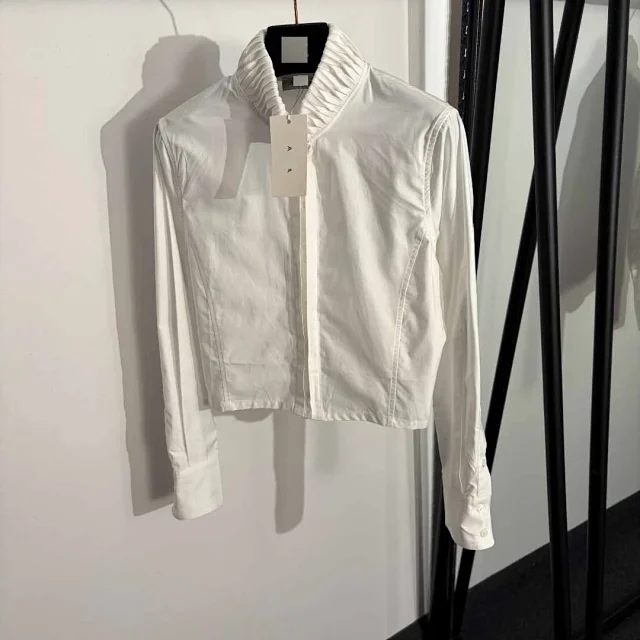 Unbranded Shirts Pleated Stand-Collar Long-Sleeve Shirt product detail image 2
