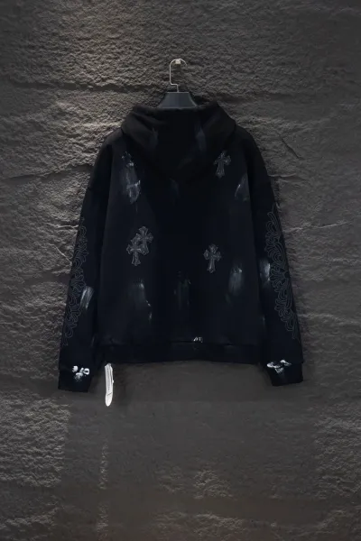 Chrome Hearts Distressed Cross Hoodie Black - 4