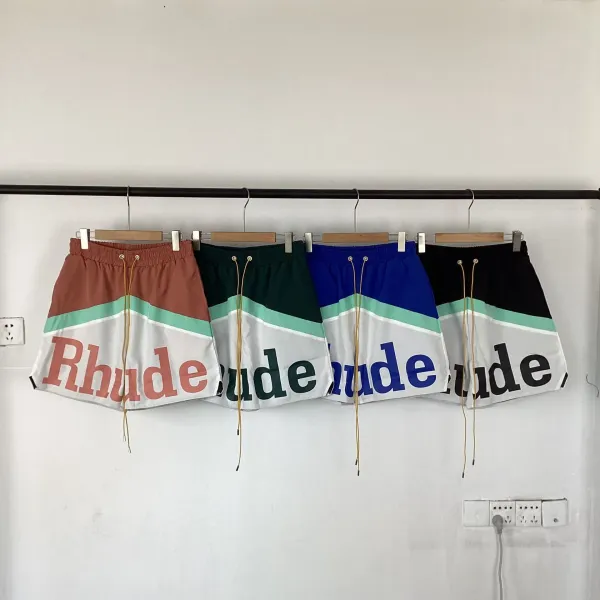 Rhude Logo Stripe Swim Shorts Blue White Mint - 10