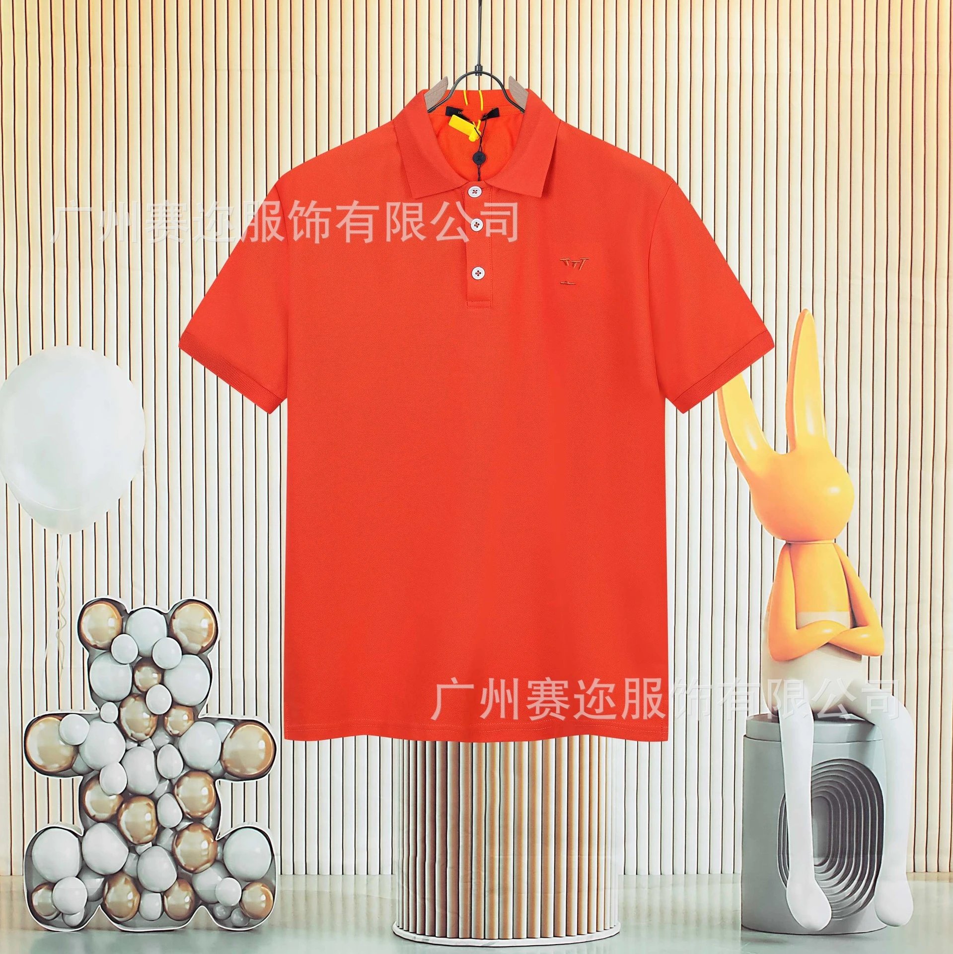 Unbranded Shirts Short-Sleeve Polo Shirt with Contrast Trim and Chest Pocket — L 022 Orange-red