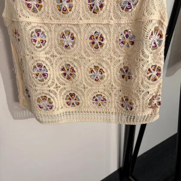 Dior Crochet Floral Vest Black Vest Top - 7