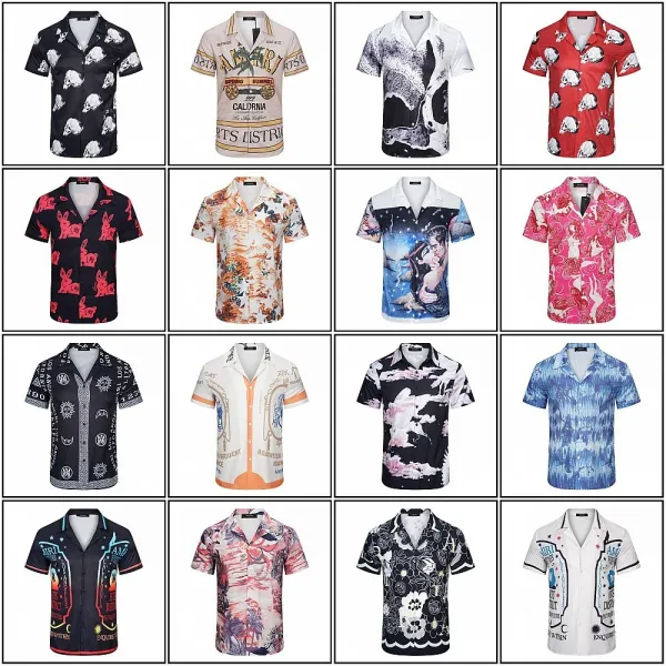 Amiri Palm Tree Print Short-Sleeve Shirt Blue and White - 4