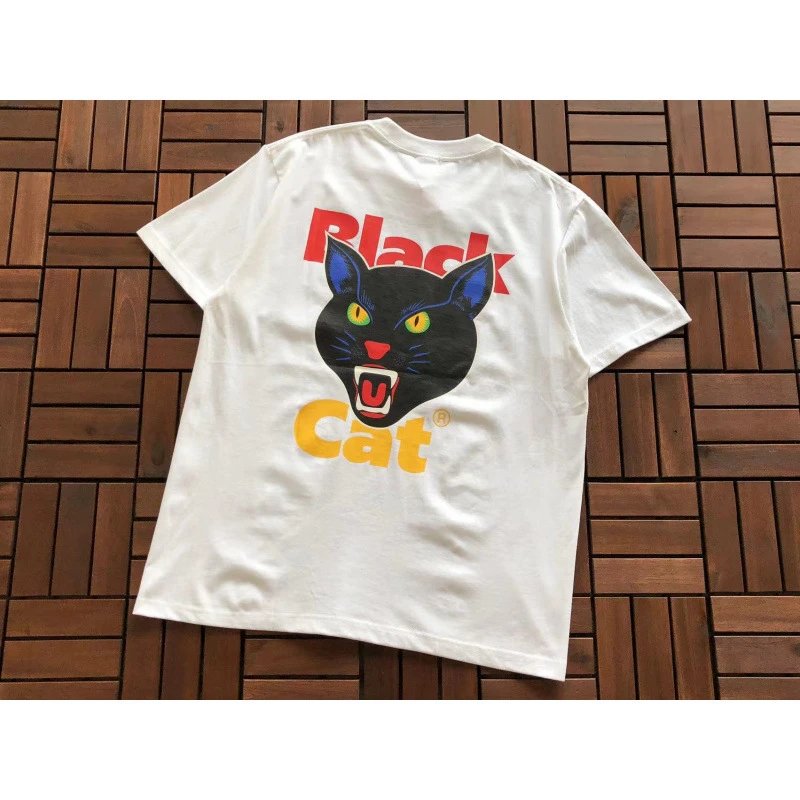 Supreme T-Shirts Short-Sleeve Graphic T-Shirt — B378 Black Cat White
