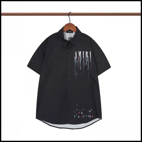 Amiri Palm Tree Print Short-Sleeve Shirt Blue and White - 8
