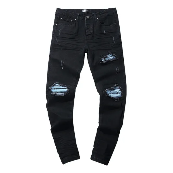 Design Distressed Paint-Splatter Black Jeans - 30