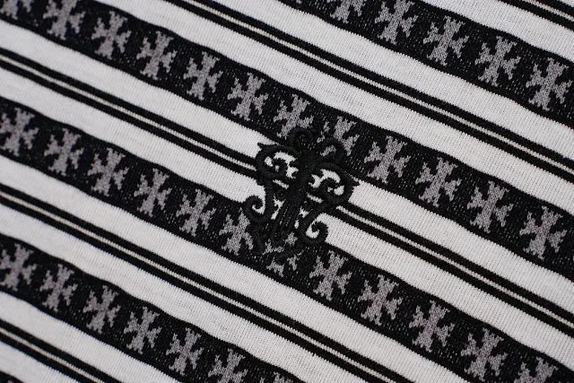 Chrome Hearts T-Shirts Striped short-sleeve T-shirt with cross motif product detail image 10