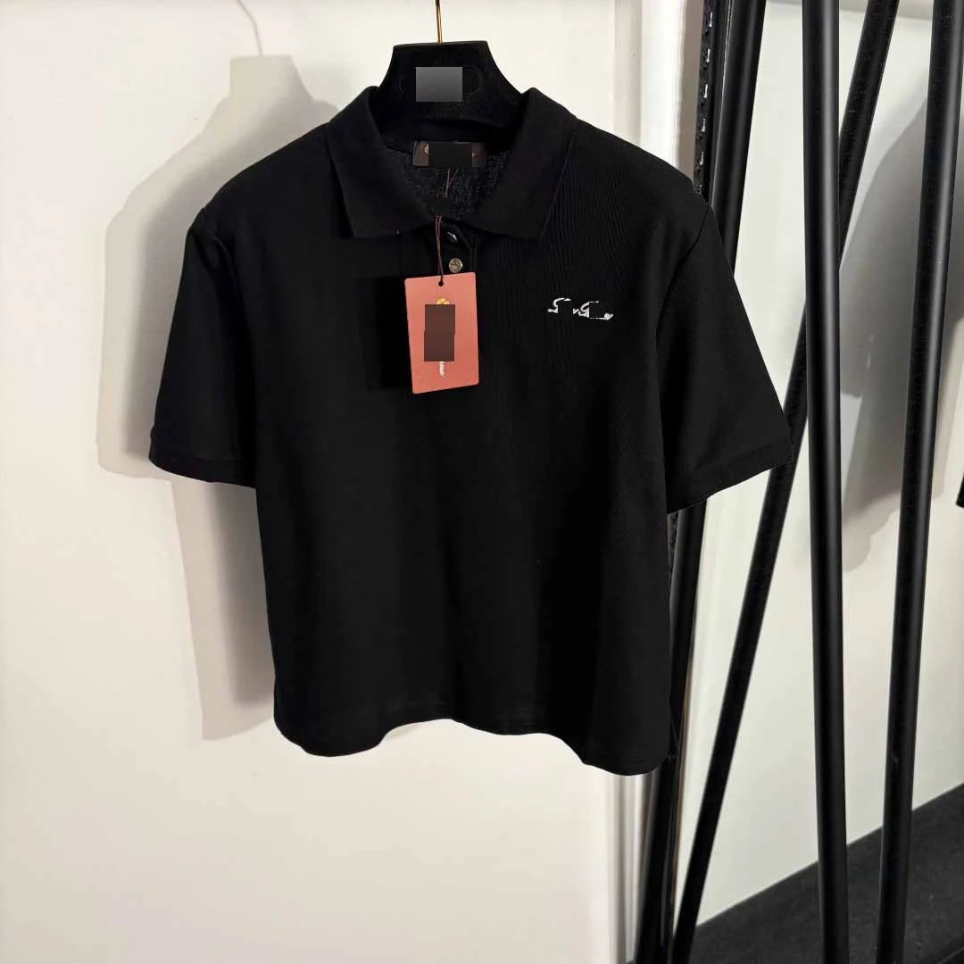 Unbranded T-Shirts Short-Sleeve Piqué Polo with Embroidered Chest Logo — Black