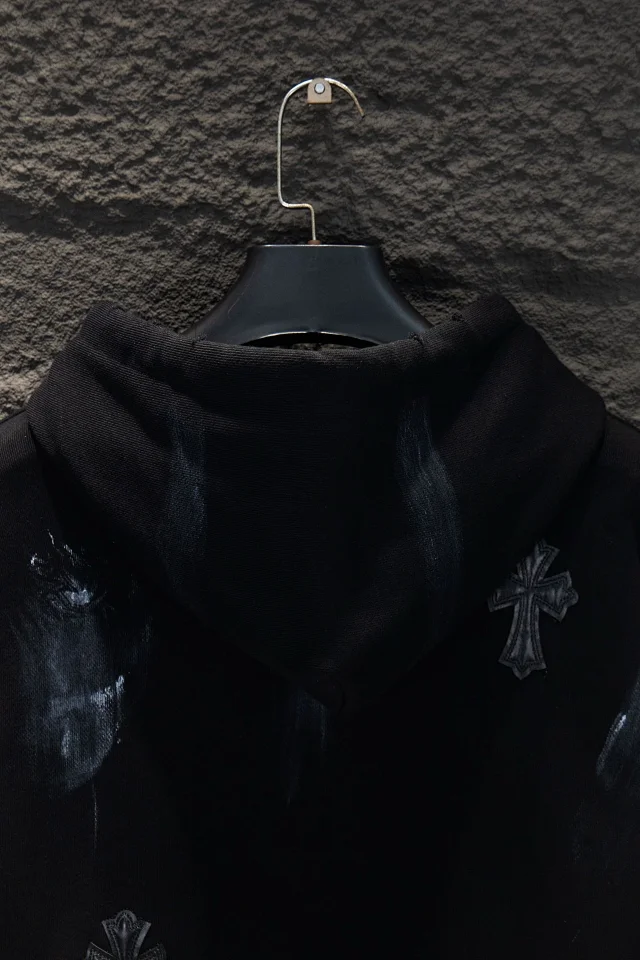 Chrome Hearts Hoodies & Sweatshirts Distressed Cross Patch Zip-Up Hoodie product detail image 9