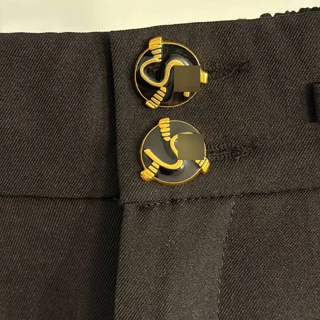 Unbranded Trousers High-Waisted Straight-Leg with Gold-Tone Waist Hardware product detail image 6