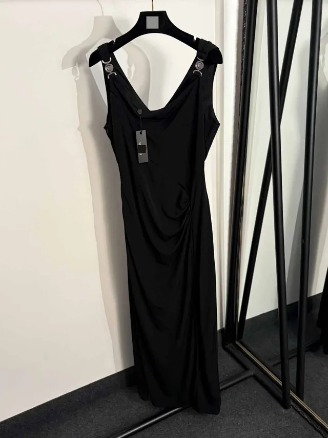 Unbranded Dresses Sleeveless draped maxi dress with ring hardware straps product detail image 2
