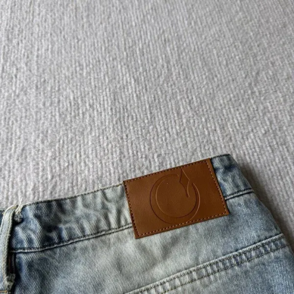 Design Embroidered Cherry Blossom Denim Shorts Black - 8