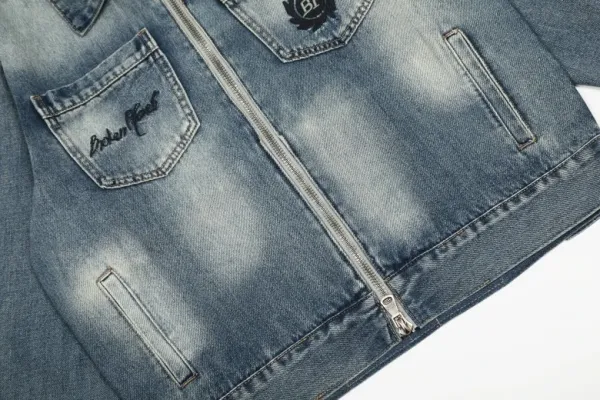 Philipp Plein PP Logo Black Distressed Denim Jacket - 9