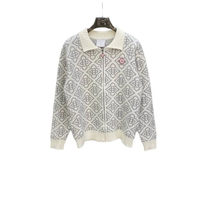 Unbranded Knitwear Zip-Up Collared Geometric Knit Cardigan image 5