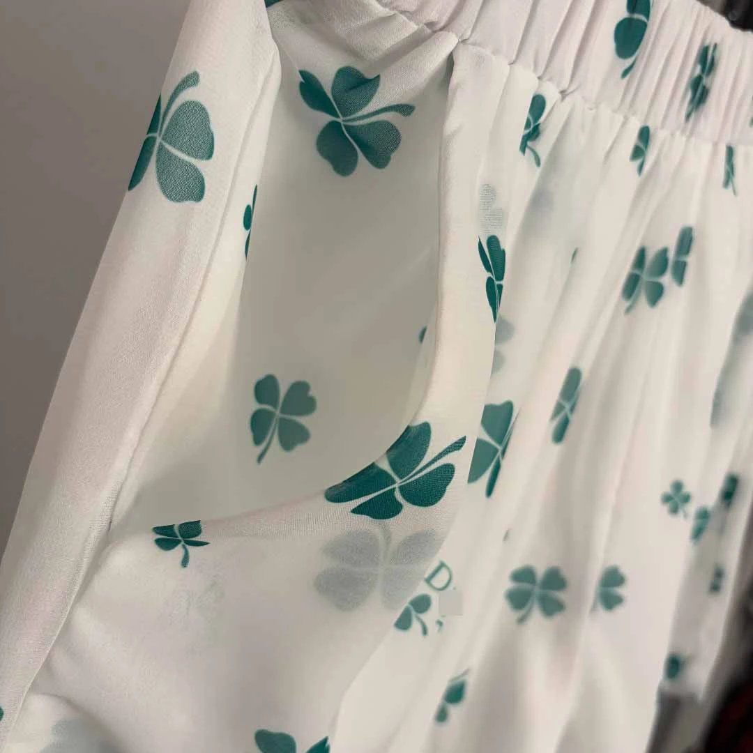 Dior Floral Print Sheer Shirt and Shorts Set Black Green - 10