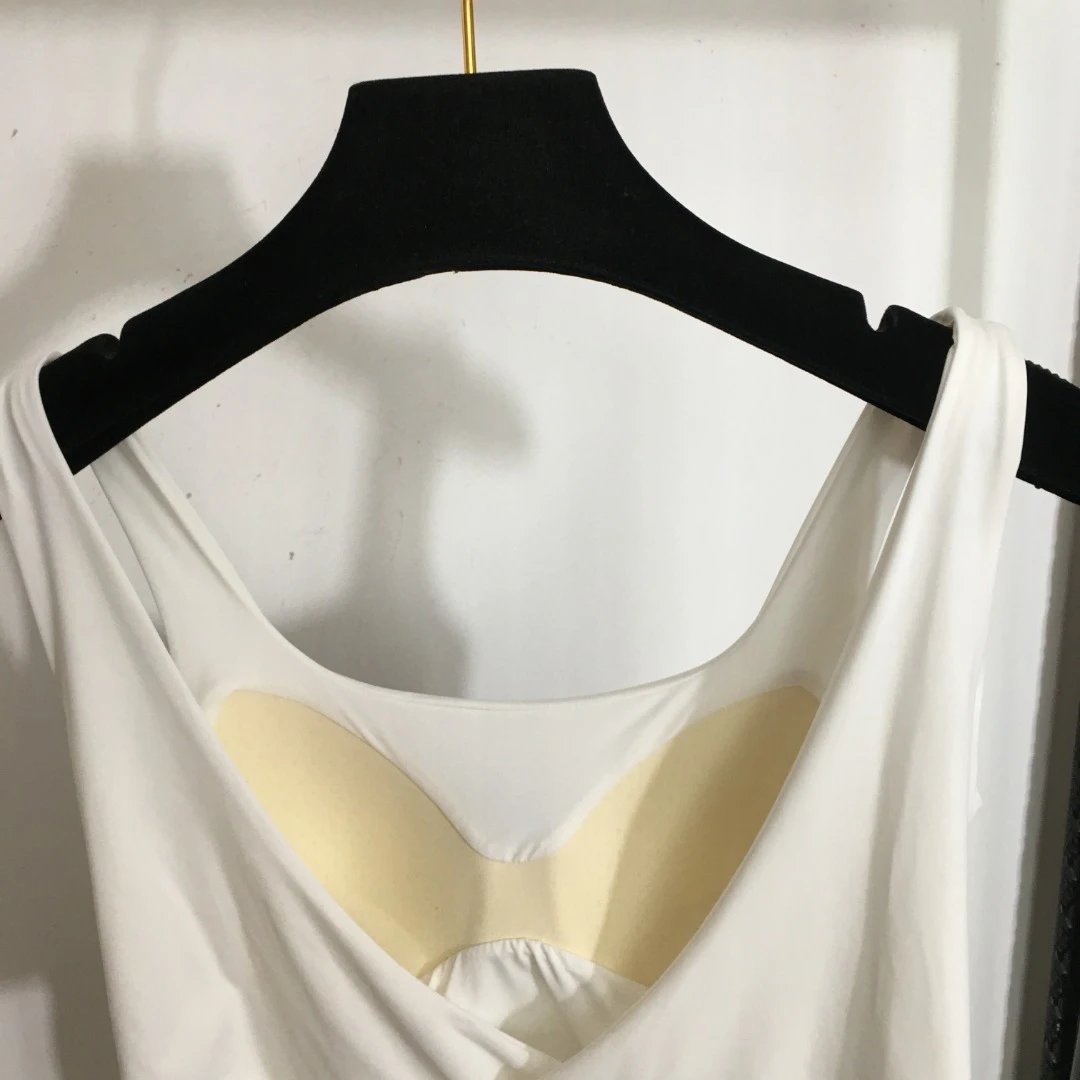 Prada Triangle Logo Cropped Tank Top White Vest Top - 9