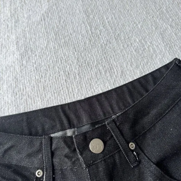Design Embroidered Cherry Blossom Denim Shorts Black - 23
