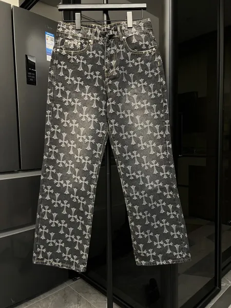 Chrome Hearts Cross Print Distressed Denim Jeans - 4