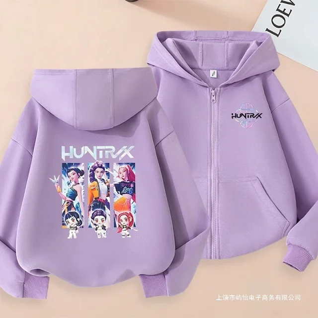 Unbranded Hoodies & Sweatshirts Kids' zip-up hooded sweatshirt with HUNTRIX cartoon graphic product detail image 2