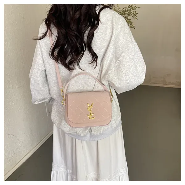 Saint Laurent Monogram Quilted Pink Shoulder Bag - 16