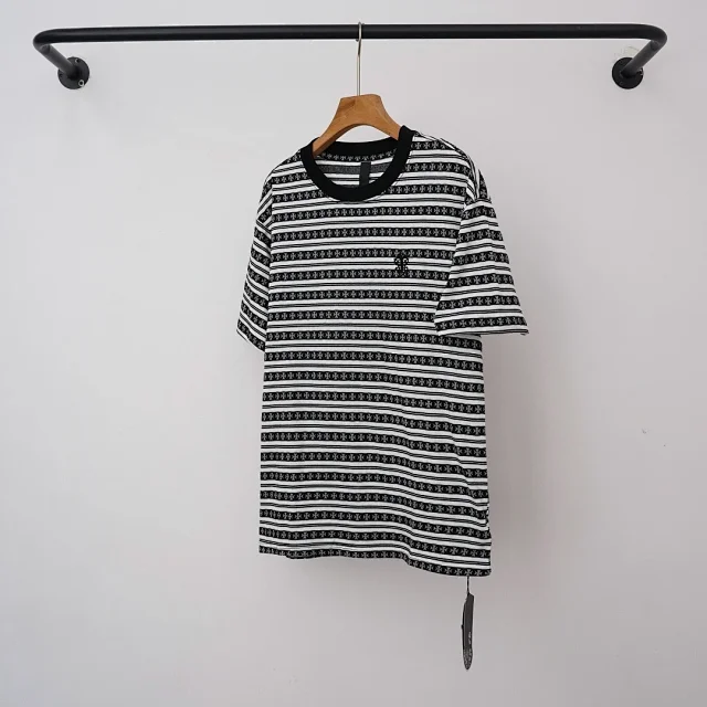 Chrome Hearts T-Shirts Striped short-sleeve T-shirt with cross motif product detail image 7
