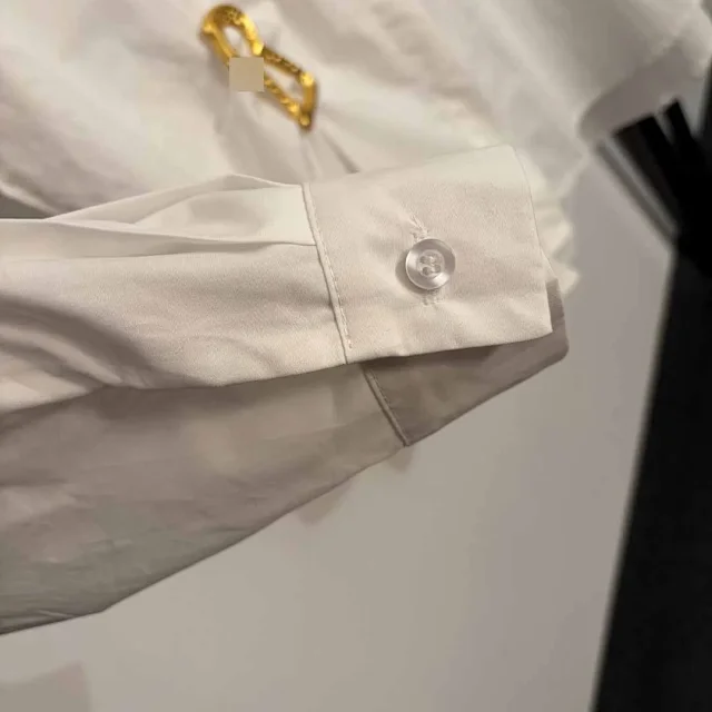 Unbranded Shirts Long-Sleeve Collared Shirt with Metal Keyhole Pin product detail image 7