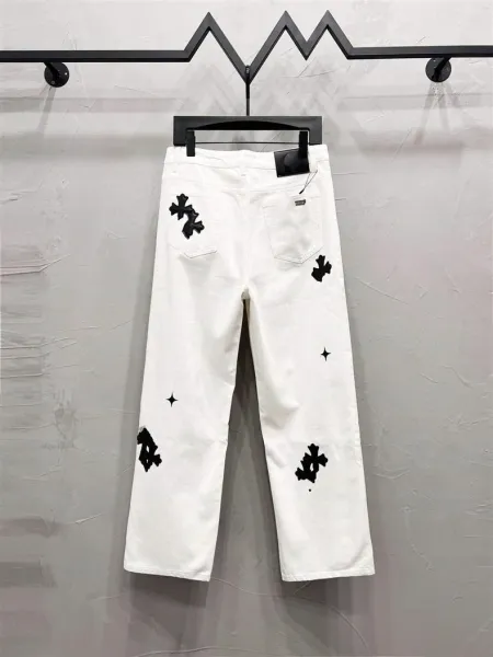 Design Snowflake Patchwork Wide-Leg Jeans Blue - 4